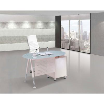 China Small Office Adjustable Glass Top Laptop Desk Modern Home Office (Height) Desk for sale