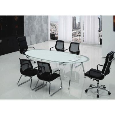 China (Size) small meeting room adjustable tempered glass modern white round conference table for sale