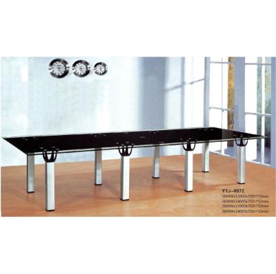 China Tempered Glass Meeting Room Furniture Table Black Modern Office Glass Conference Table for sale