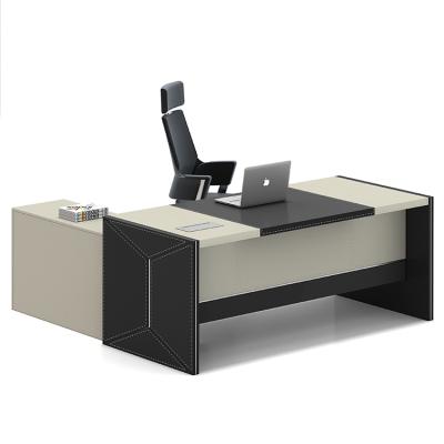 China Modern Leather Office Leather L Shaped Design Furniture Office Desk Executive Desk for sale