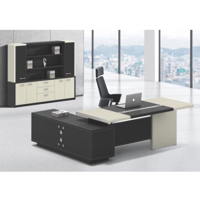 China Foshan Leather MDF Desk Modern Design Executive Desk Luxury Leather Furniture Desk Foshan Leather Table for sale