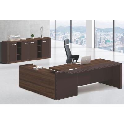 China Modern L Shaped Executive Office Furniture Office Desk Leather Table Leather Desk for sale