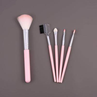 China Angular Blush High Quality Custom 5pcs/set Makeup Brushes Pink Nylon Makeup Brushes Private Label Makeup Brushes for sale