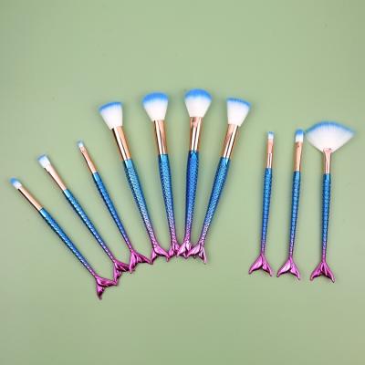 China Angular Blush High Quality Mermaid Makeup Brush Set Makeup Brush Mermaid Rainbow Handle Makeup Brushes for sale