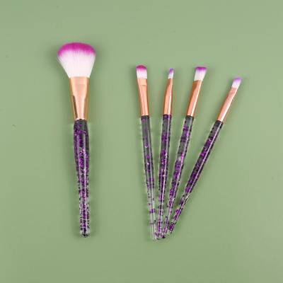 China Angular Blush Popular 5pcs/set Glitter Makeup Brushes Makeup Brush Professional Purple Makeup Brush Set for sale