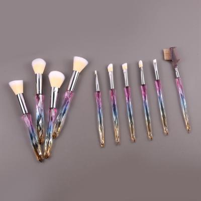 China Angular Blush Private Label 10pcs Professional Crystal Makeup Brushes Set Luxury Cosmetic Logo Makeup Brush Custom Made for sale