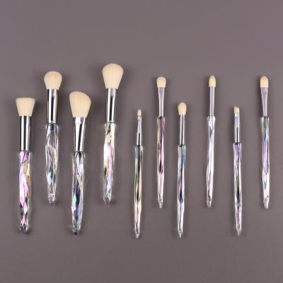 China Angular Blush 10pcs Rhinestone Makeup Brushes Private Label Crystal Makeup Brushes Eye Shadow Makeup Brush Set for sale