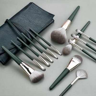 China Angular Blush New Style 14pcs/set Professional Makeup Brush Set Makeup Brushes Custom Makeup Brushes With Leather Bag for sale