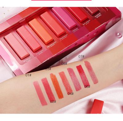 China 7Pcs/Set Logo Mini Lipstick Set Moisturize Long-Lasting Waterproof Custom Waterproof Lipstick for sale