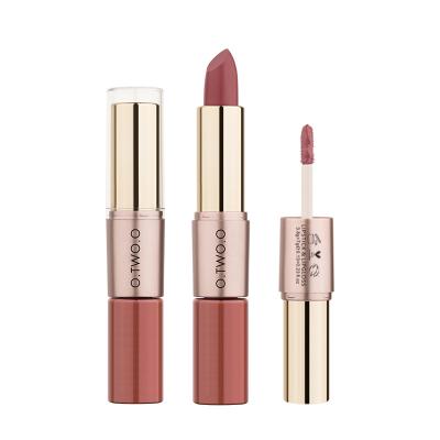 China O.two.o Waterproof 2 in 1 Matte Waterproof Lip Makeup Long Lasting Lip Gloss 12 Colors Velvet Double Headed Lipstick Non Stick Cup Lipstick for sale