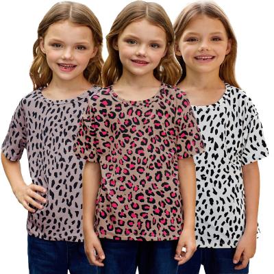 China Short Sleeve New Arrival Summer Short Sleeve Leopard Toddler Girls Casual Tops And T-Shirt for sale