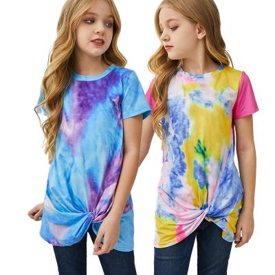 China Wholesale Fashion Kids Short Sleeve Summer Clothes Girls Tie Dye T-shirt For Kids for sale