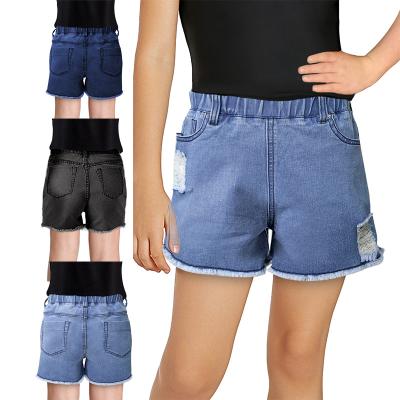 China Anti-pilling Jeans Fashion Design Washed Denim Casual Hollow Pockets Kids Children Clothing Girls Hot Shorts for sale