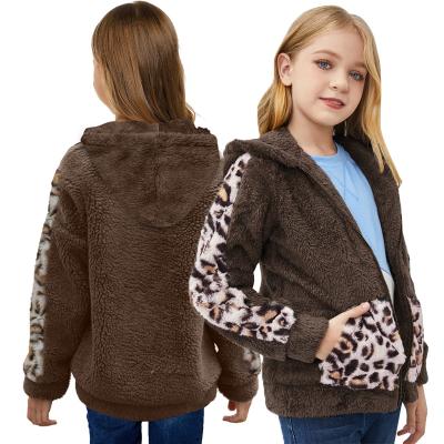 China 2022 New Arrivals Breathable Winter Clothes Leopard Faux Fleece Kids Jackets Coats for sale