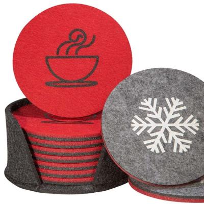 China Viable Absorbent Felt Coasters Round Felt Cup Mats Multipurpose Drink Coaster Set With PVC Anti Slip Dot Backing Protection For Home Office for sale