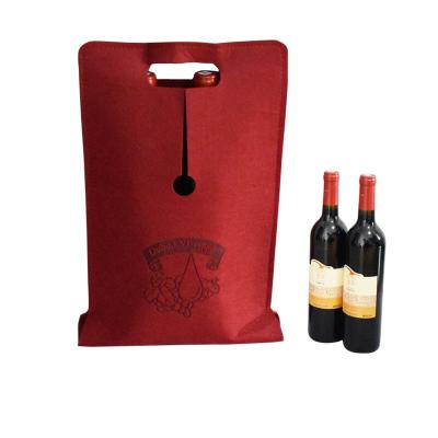 China High Strength Custom Logo Felt Wine Bags Reusable 6 Bottle Felt Wine Tote Bag for sale