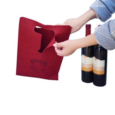 China Cheap High Strength Wholesale High Quality Reusable Customize Felt Bottle Wine Bag Gift Wine Shopping Bags for sale