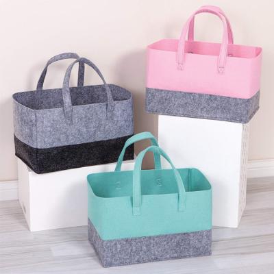 China New Viable High Quality Large Tote Bag Customized Logo Printed Wool Felt Storage Bag For Shopping Casual Tote Fashion Wool Felt Bag for sale