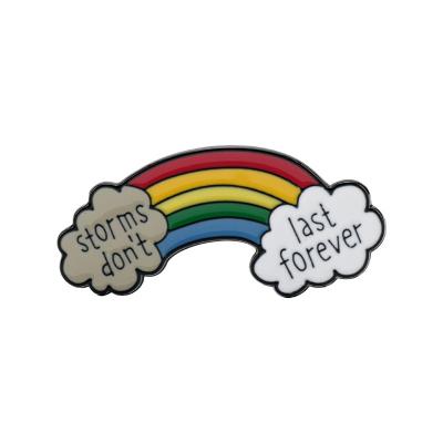 China Fashionable Hot Sale Personality Creative Cute Colorful Metal Pins Cloud Rainbows Brooch For Women for sale