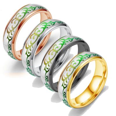 China 2021 new high quality design fashion trend stainless steel Ring Grass Finger Ring Temperature change color ring for sale