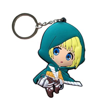 China 2021 Keys 2021 New Design Wholesale Fashion Popular PVC Soft Key Chain Attack On Titan For Women for sale