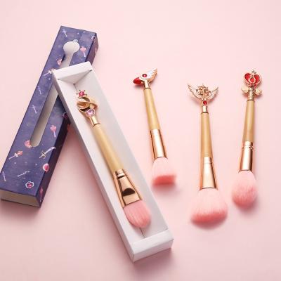 China Fan Brush Wholesale Japanese Anime Cardcaptor Sakura Kinomoto Costume Wooden Handle Paint Makeup Loose Brush For Women Girls for sale