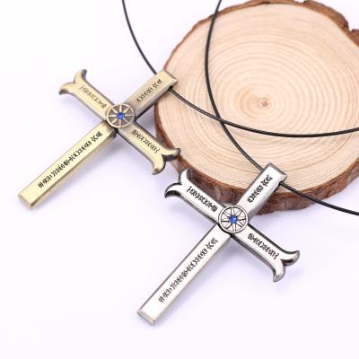 China Hot Sale Anime Choker One Piece Crossed Sword Necklace Pendants Necklaces Gift Women Men Zinc Alloy Jewelry for sale