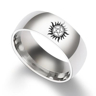 China Vintage Hot Selling Supernatural Sun Wicked Evil Jewelry 6-13 Ring Popular Simple Titanium Steel Ring For Men for sale