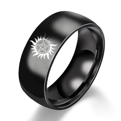 China 2021 Vintage Hot Sale Fashion Simple Stainless Steel Ring Sun Demon Evil Power Titanium Ring For Unisex for sale