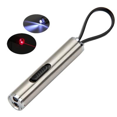 China Light Laser + White Red / Light Stainless Steel + White UV 2 Mode 2 in 1 Red LED Laser Flashlight LED Key Chain Lights for sale