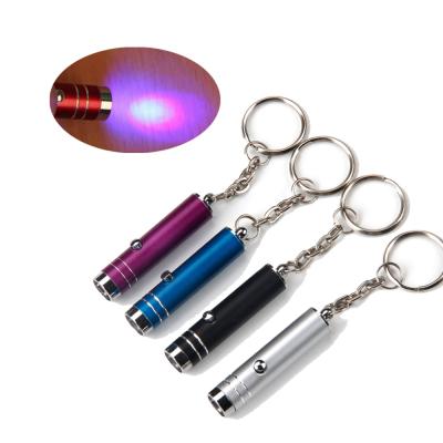 China LR41 Metal Counterfeit Money Detector LED Flashlight Battery Operated UV Key Chain Lights for sale