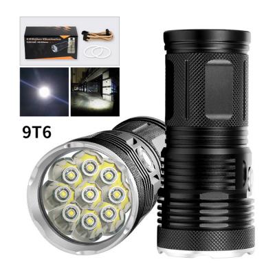 China Factory High Power 12000 Lumens XML T6 9 LED Handheld Torch Camping Outdoor Camping Flashlight for sale