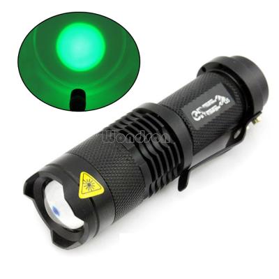 China XPE LED Zoomable Green Camping Ray Lamp Torch Fishing Lure Black Flashlight for sale