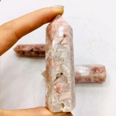 China Natural Quartz Crystal Tower For Gifts Point Crystal Stone Wand Pink Agate Healing From Europe New Arrival for sale