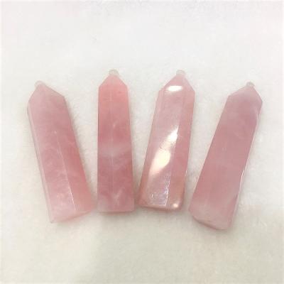 China Wholesale High Quality Natural Pink Crystal Point For Healing from Europe Round Crystal Wand Rose Quartz Crystal for sale