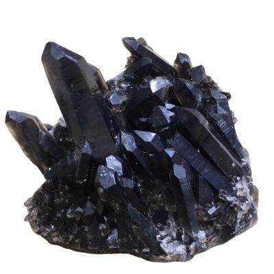 China Wholesale Natural Raw Group of Europe Crystal Cluster Black Crystal Quartz for Decoration for sale