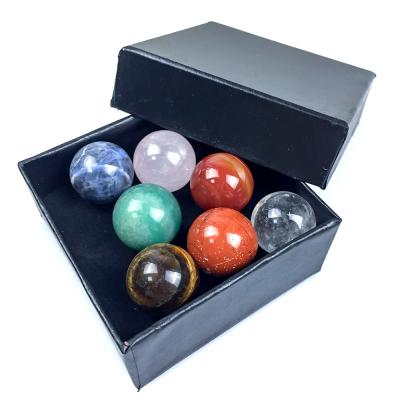 China Wholesale Europe 20mm Gems Ball Natural Stone Spheres Set 7 Chakra Spheres Mini Gift Set For Healing for sale