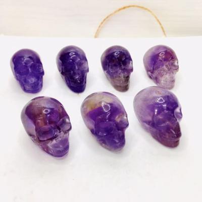 China Wholesale Natural Amethyst Crystal Skulls For Home Decor From Europe Crystal Carving Crystal Skulls Mini Healing for sale