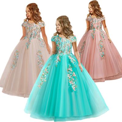 China 10 Years Autumn New Girl Breathable Dress Lace Wedding Dress Long Princess Pettiskirt For Girls for sale