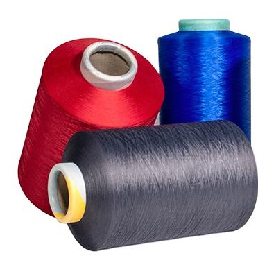 China High Tenacity Polyester Yarns DTY Semi Dull 100% Dope Dyed Yarn 150D/48F for sale