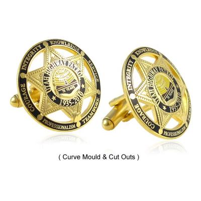 China Custom Luxury ALLOY Factory Curve Military Cufflinks Set For Men for sale