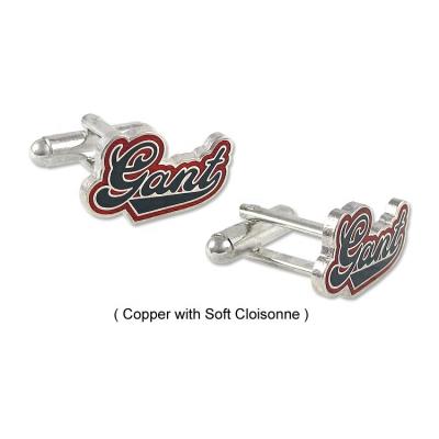 China Custom Copper Metal Copper Silver Soft Enamel Cufflinks Letter Logo for sale