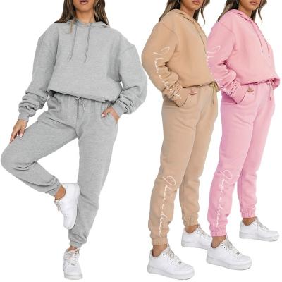 China Breathable Sport Hooded Tracksuits Ladies 2 Piece Outfits Sweatpants Set Women Fitness Gym Suits Sweatsuit For Women for sale