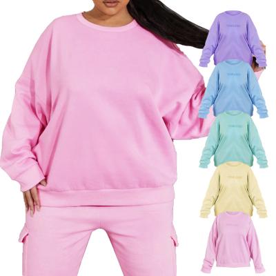 China Breathable Oversized Custom Crewneck Drop Shoulder Sweatshirts Plus Size Women's Hoodies and Sweatshirts For Women for sale