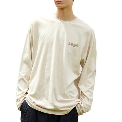 China Spring Breathable Autumn Basic T-Shirt For Men's Oversized 100% Cotton Drop Shoulder T-shirt Men's Street Use Long Sleeve T-shirt for sale