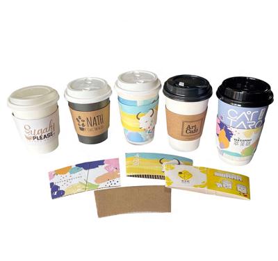 China Eco-Friendly Biodegradable Travel Paper Coffee Cups To Go Costumised Cupsleeves Bubble Tea Coffee Mug With Sleeves for sale