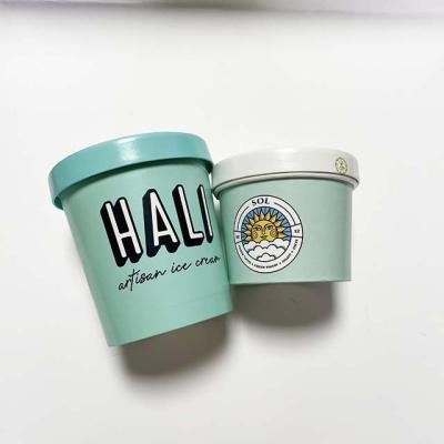 China Custom Pint 500ml Wholesale Biodegradable Ice Cream Paper Cup 16oz Ice Cream Container With Dome Lid Spoon for sale