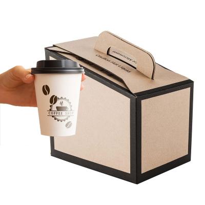 China Eco-Friendly Recyclable High Quality Simple Double Wall Hot Paper Coffee Cups With Carrier Tray for sale