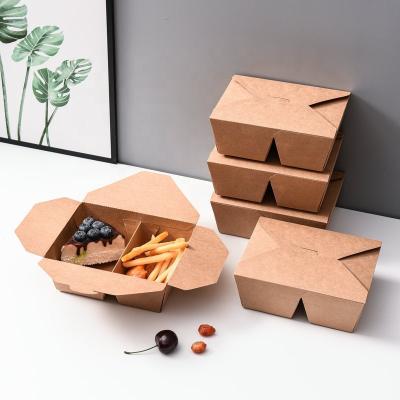 China Disposable Take Away Disposable Food Packing Box Kraft Paper Box Wholesale for sale