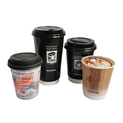 China Brand And Logo 8 12 16 Biodegradable Customized Paper 22oz Disposable Coffee Cups With Lids for sale